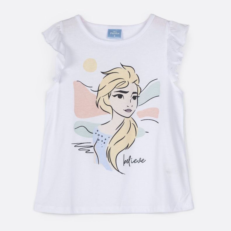 Polera Sin Manga Niña Frozen Blanco Disney-0