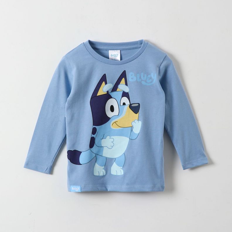 Polera Manga Larga Niño Laugh Celeste Bluey-0