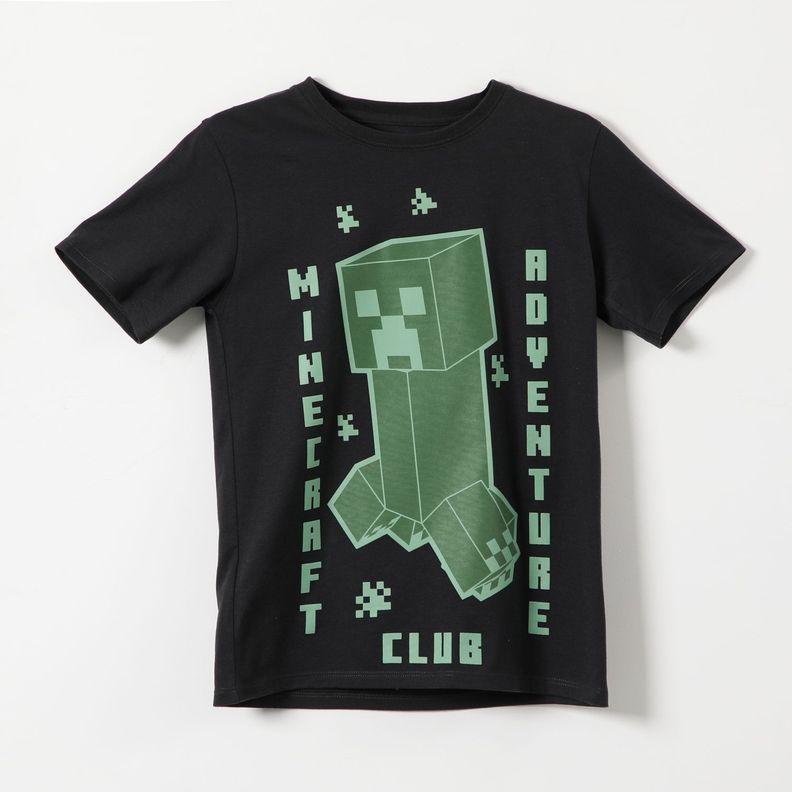 Polera Manga Corta Niño Lineal Negro Minecraft-0