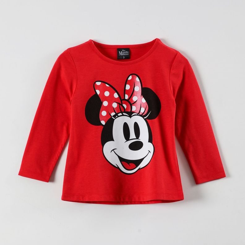 Polera Manga Larga Niña Minnie Classic Rojo Disney-0