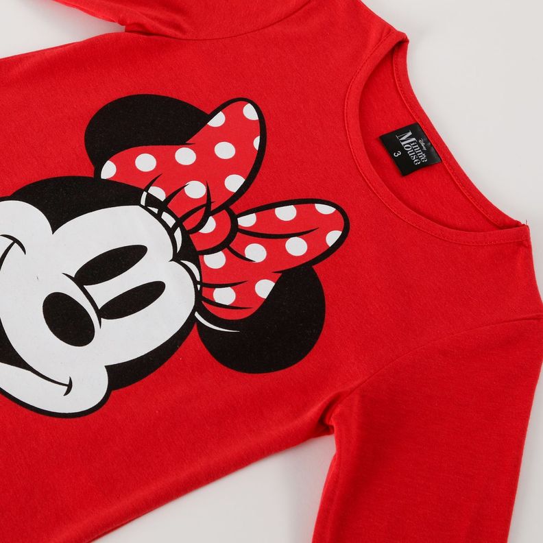 Polera Manga Larga Niña Minnie Classic Rojo Disney-1
