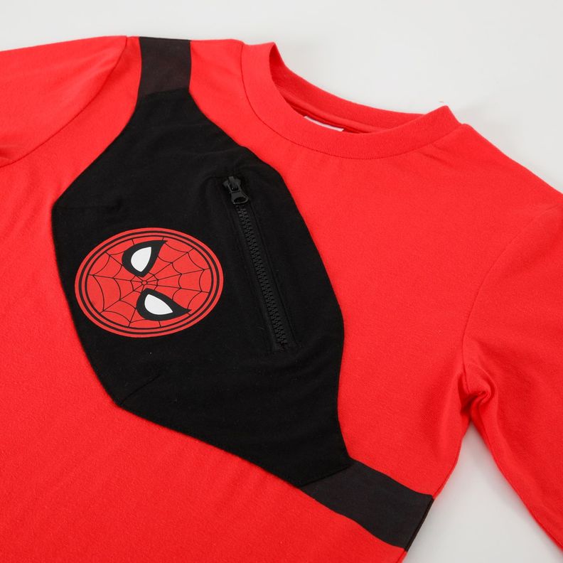 Polera Manga Larga Niño Spiderman Logo Banano Rojo Marvel-1