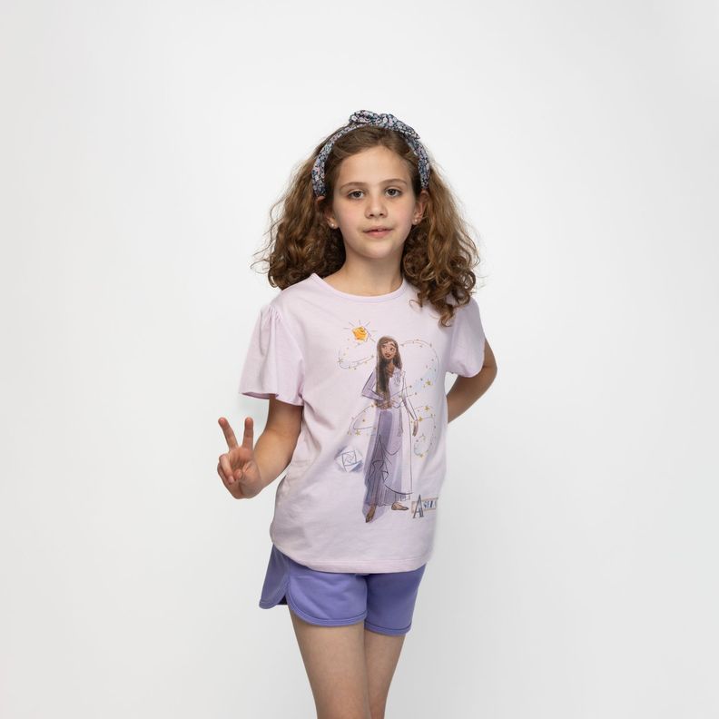 Polera Niña Shine Asha Wish Morado Disney-0
