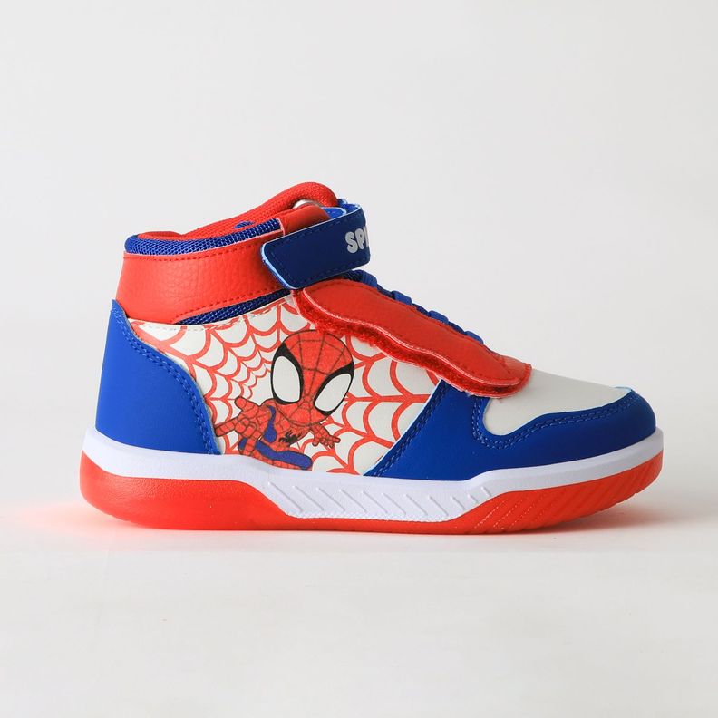 Zapatilla Cana Alta Nino Luces Spidey Blanco Marvel Rojo 22