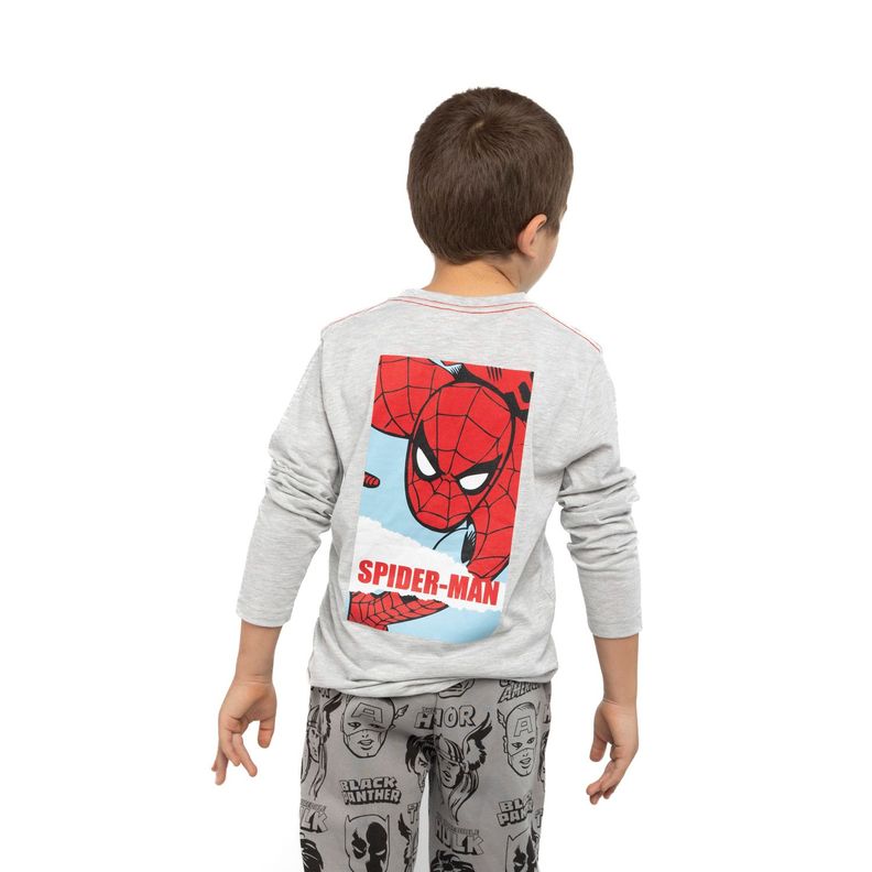Polera Manga Larga Niño Caras Spiderman Gris Marvel-1