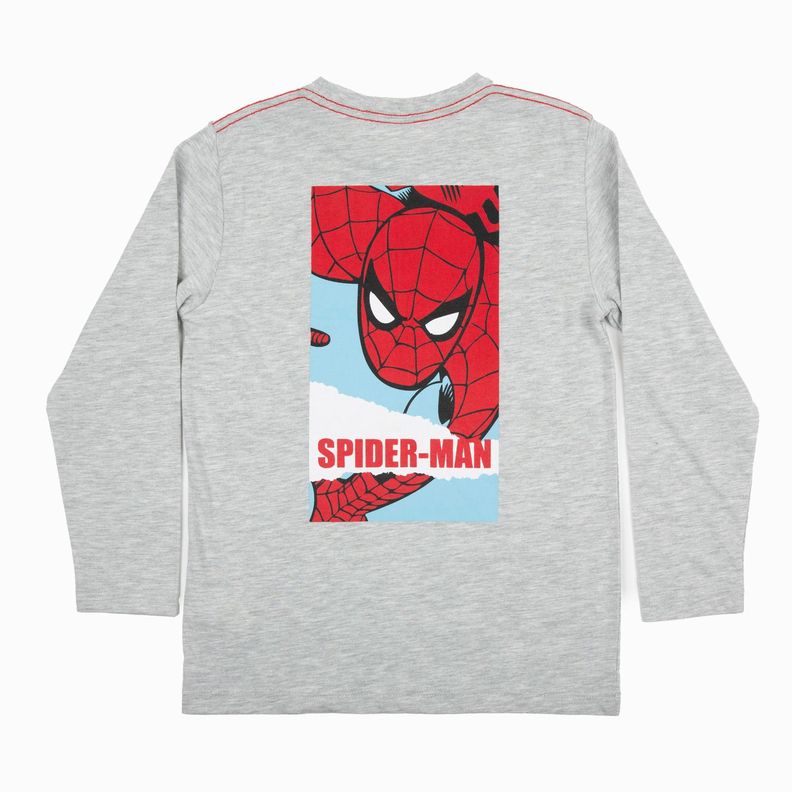 Polera Manga Larga Niño Caras Spiderman Gris Marvel-3