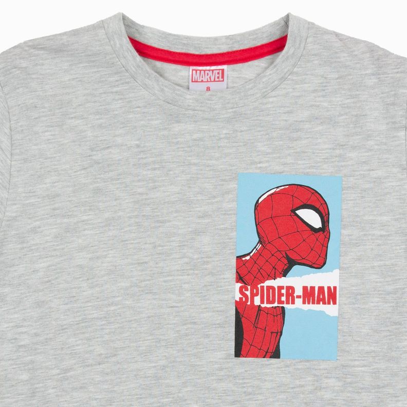 Polera Manga Larga Niño Caras Spiderman Gris Marvel-4