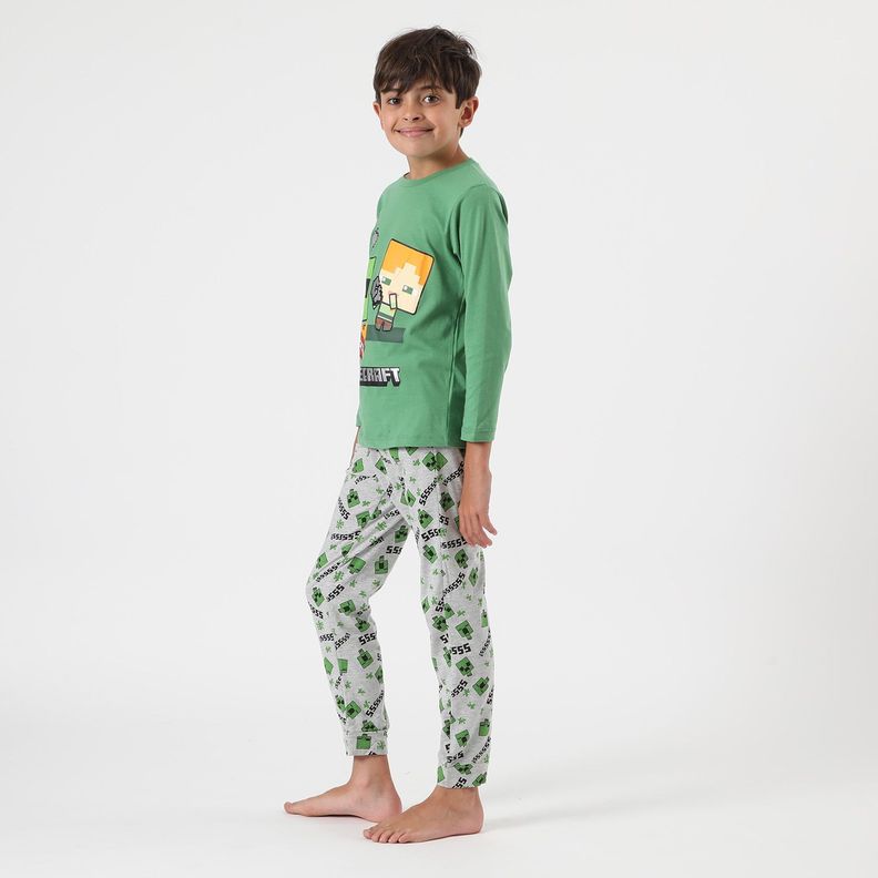 Conjunto Pijama Niño Tnt Creeper Verde Minecraft-1