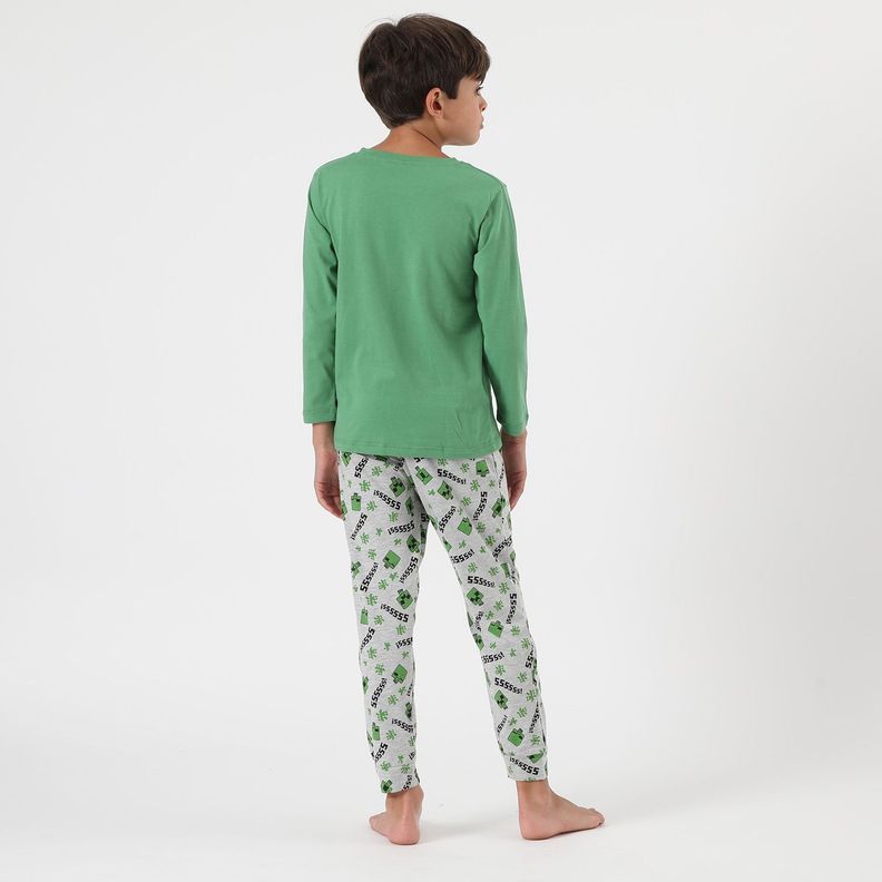 Conjunto Pijama Niño Tnt Creeper Verde Minecraft-2