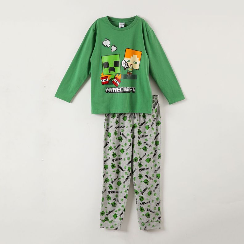 Conjunto Pijama Niño Tnt Creeper Verde Minecraft-3