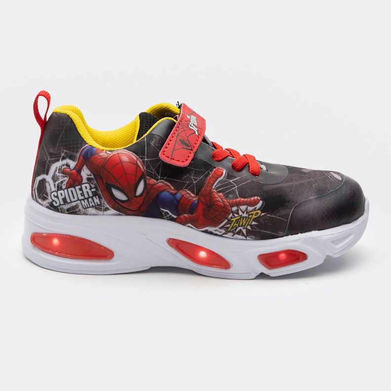 Zapatilla Con Luces Niño Spiderman Negro Marvel-0