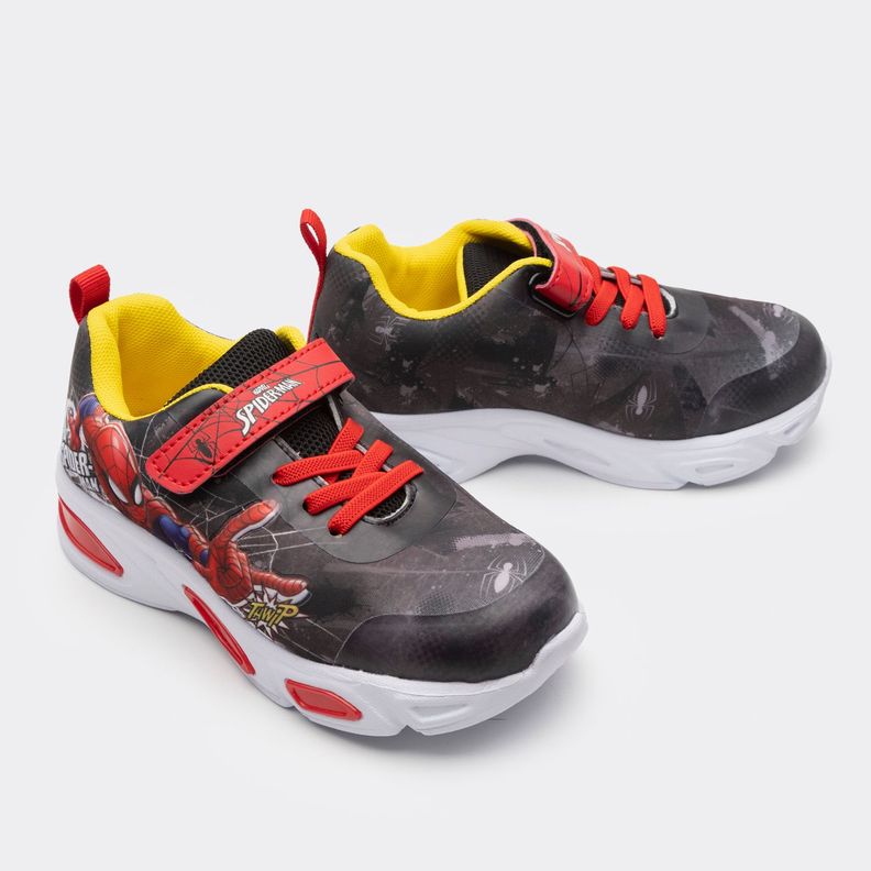 Zapatilla Con Luces Niño Spiderman Negro Marvel-1
