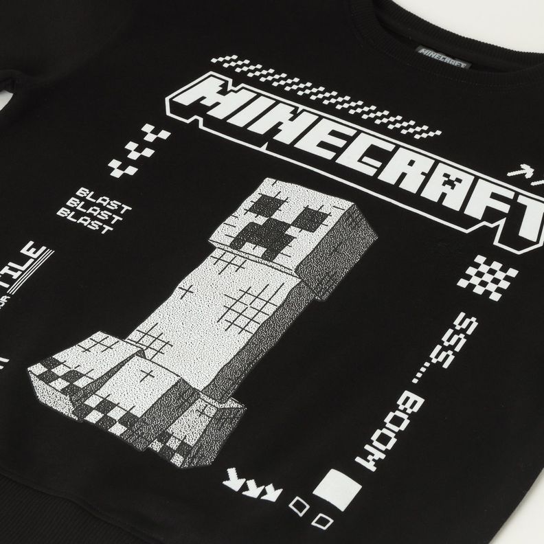 Poleron Cerrado Niño Big Logo Negro Minecraft-1