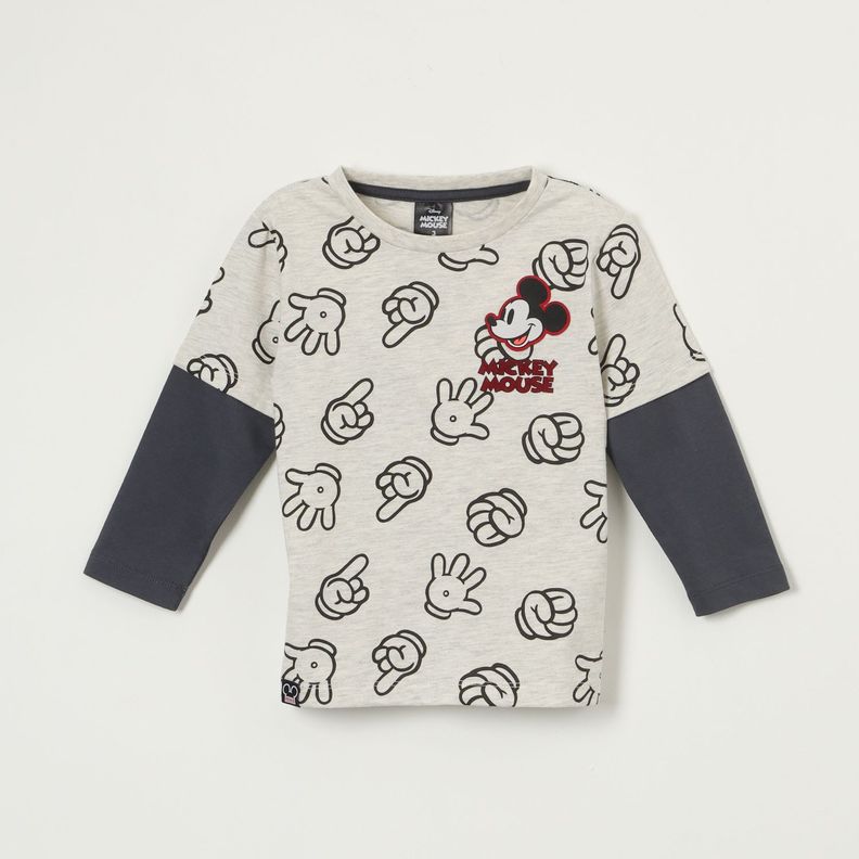 Polera Manga Larga Niño Mickey Hands Gris Disney-0