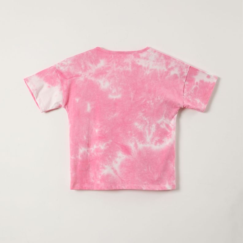 Polera Manga Corta Niña Tie Dye Rosado Snoopy-1