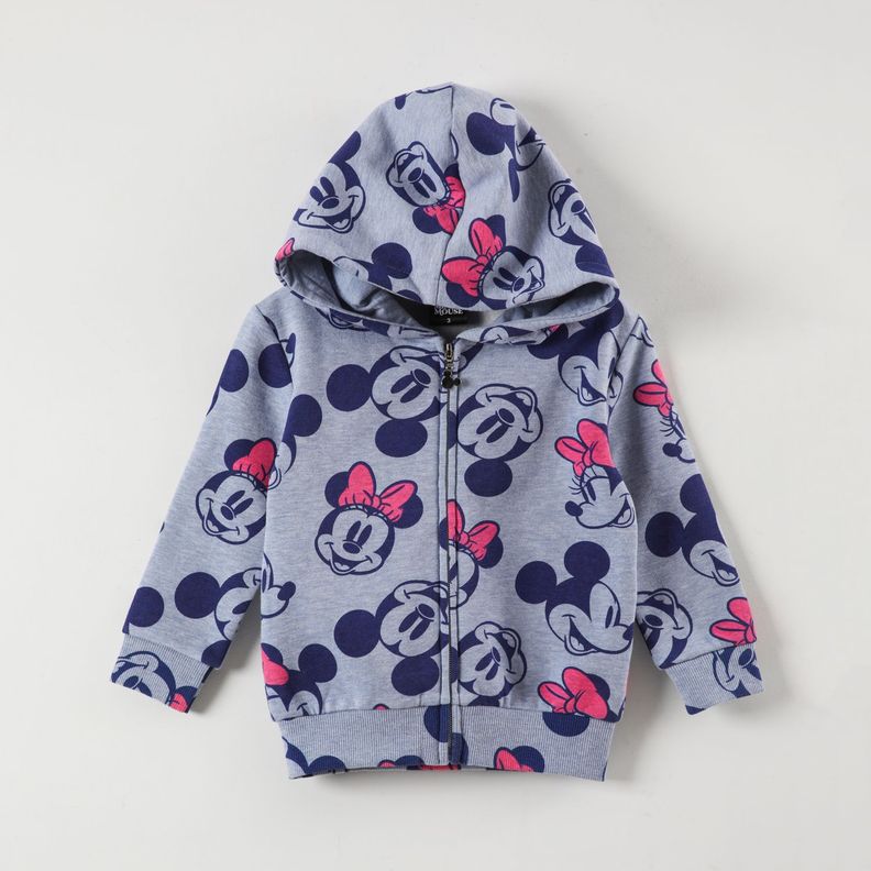 Poleron Niña Minnie Fun Faces Gris Disney-0