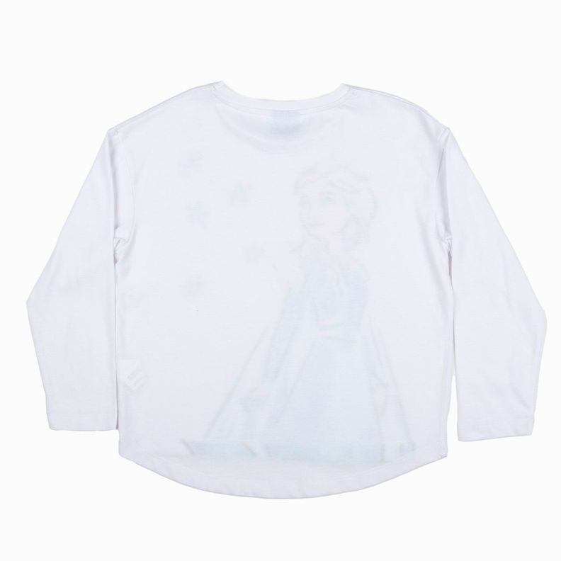 Polera Manga Larga Niña Elsa Frozen Blanco Disney-1