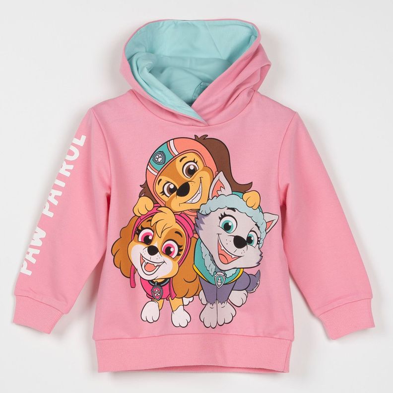 Poleron Con Gorro Niña Personajes Rosado Paw Patrol-0