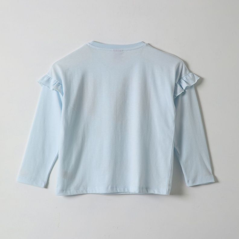 Polera Manga Larga Niña Lilo & Stitch Detalles Celeste Disney-2
