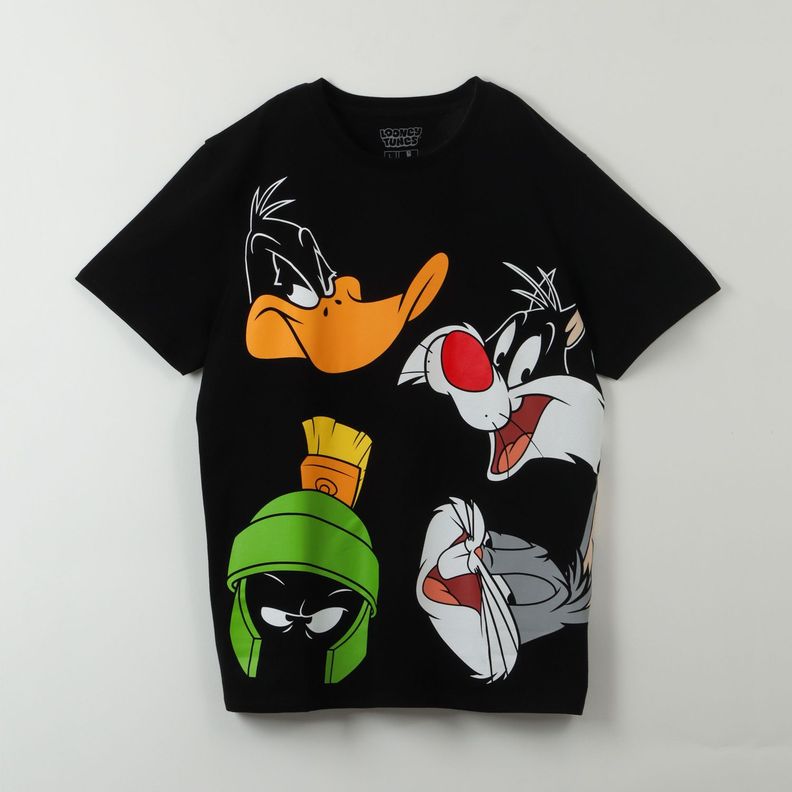 Polera Manga Corta Hombre Team Negro Looney Tunes-0