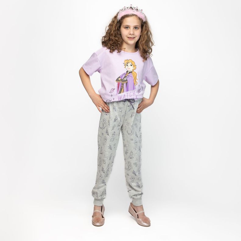 Pantalon de Buzo Niña Frozen Wind Print Gris Disney-0