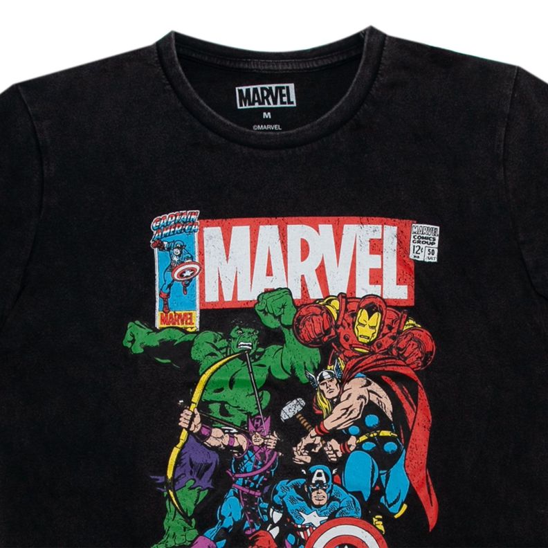 Polera Hombre Avengers Vintage Team Gris Marvel-2