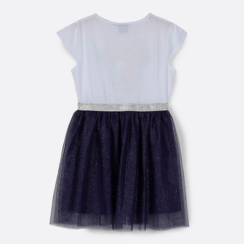 Vestido Niña Cara Minnie Brillos Blanco Disney-1