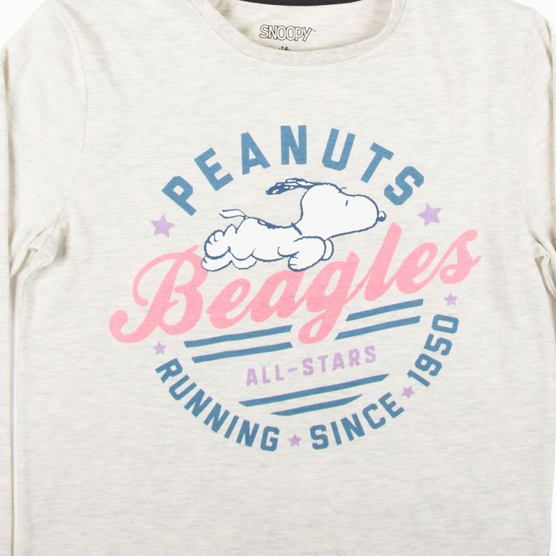 Polera Manga Larga Niña Peanuts Gris Snoopy-2