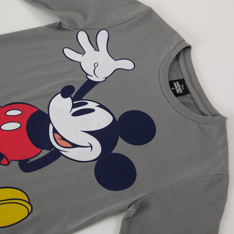 Polera Manga Larga Niño Mickey Classic Pose Gris Disney-1