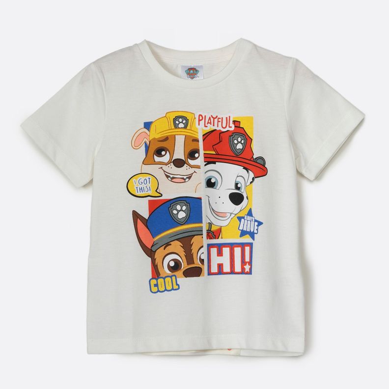 Polera Manga Corta Niño Personajes Blanco Paw Patrol-0