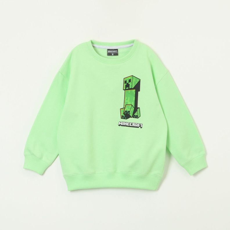 Poleron Cerrado Niño Creeper Logo Amarillo Minecraft-0