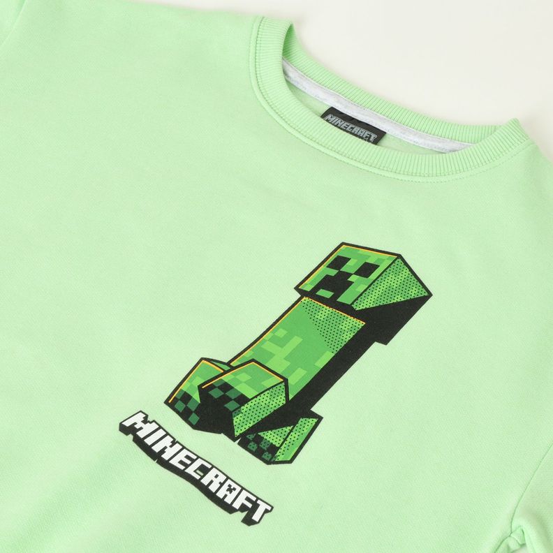 Poleron Cerrado Niño Creeper Logo Amarillo Minecraft-1
