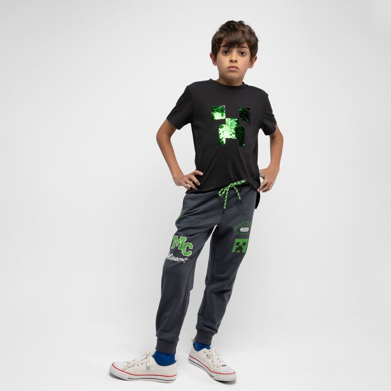 Pantalon de Buzo Niño MC Negro Minecraft-0