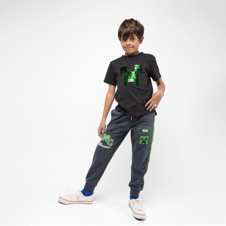 Pantalon de Buzo Niño MC Negro Minecraft-1