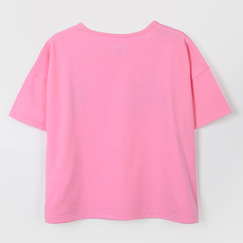 Polera Manga Corta Niña Corazones Rosado Minecraft-1