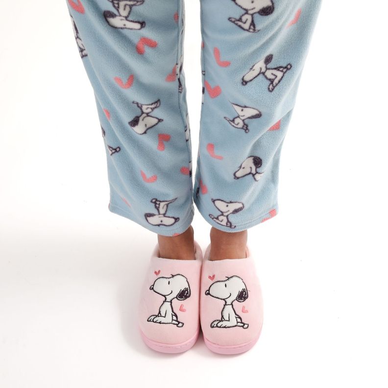 Pantufla Mujer Corazones Rosado Snoopy-0
