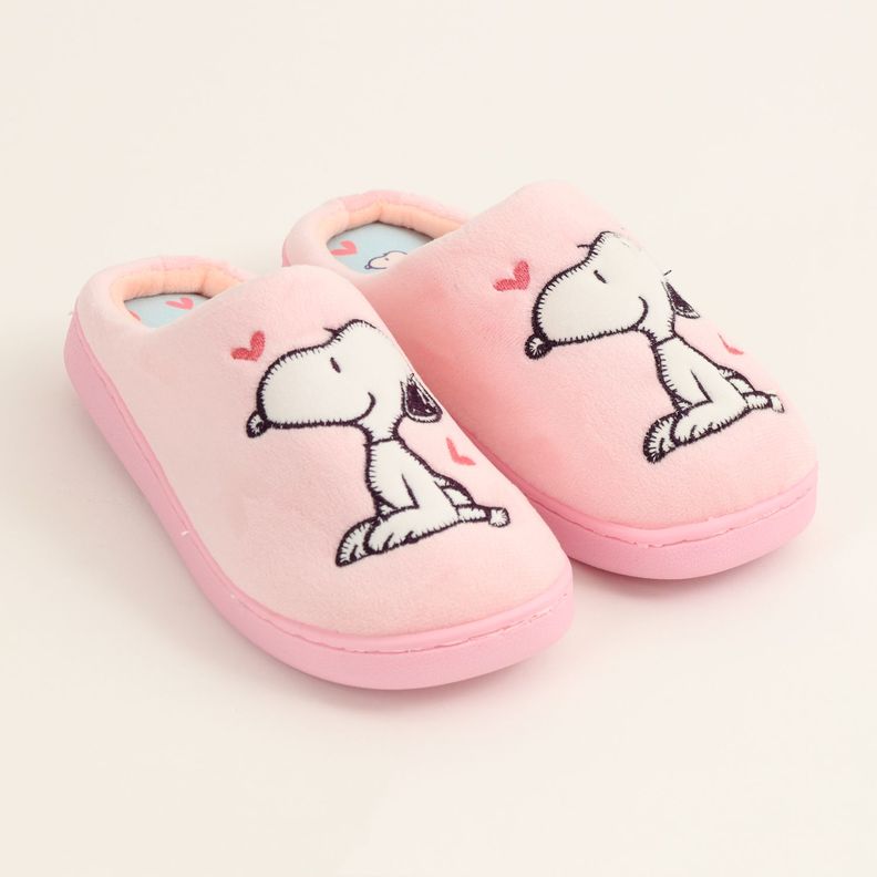 Pantufla Mujer Corazones Rosado Snoopy-2
