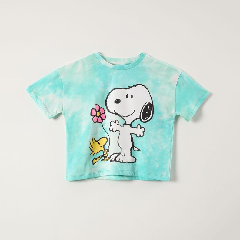Polera Manga Corta Niña Woodst Turquesa Snoopy-0