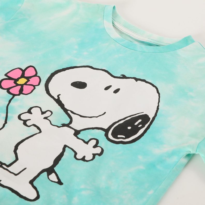 Polera Manga Corta Niña Woodst Turquesa Snoopy-2