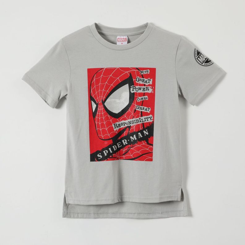 Polera Manga Corta Niño Ojos Spiderman Gris Marvel-0