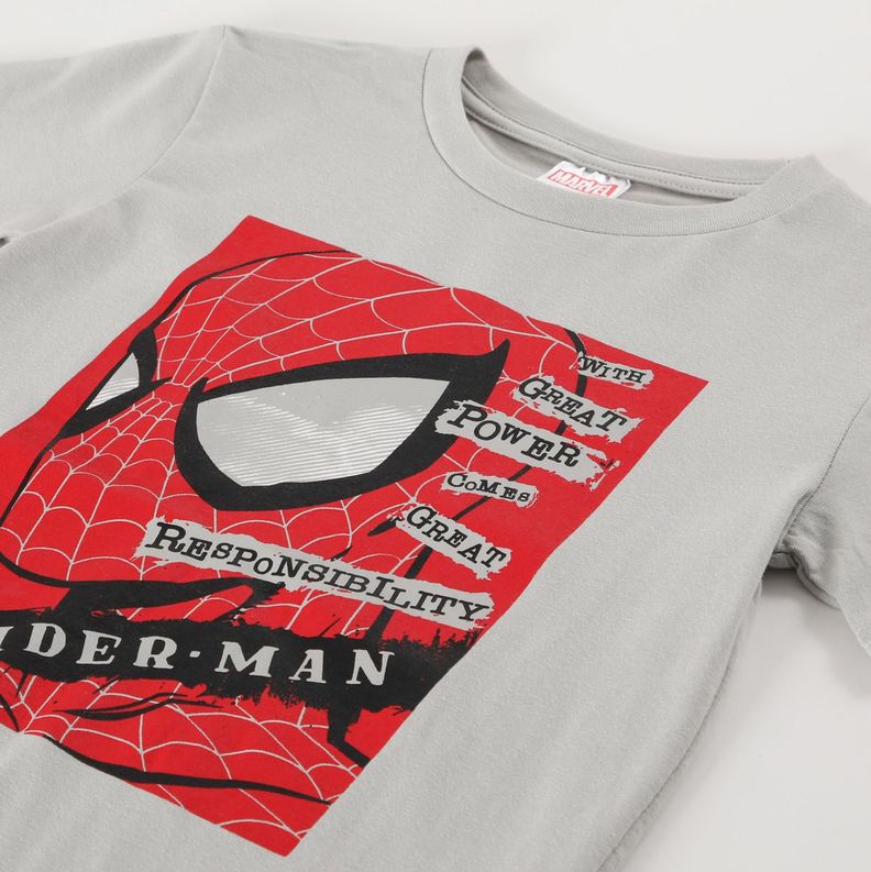 Polera Manga Corta Niño Ojos Spiderman Gris Marvel-2