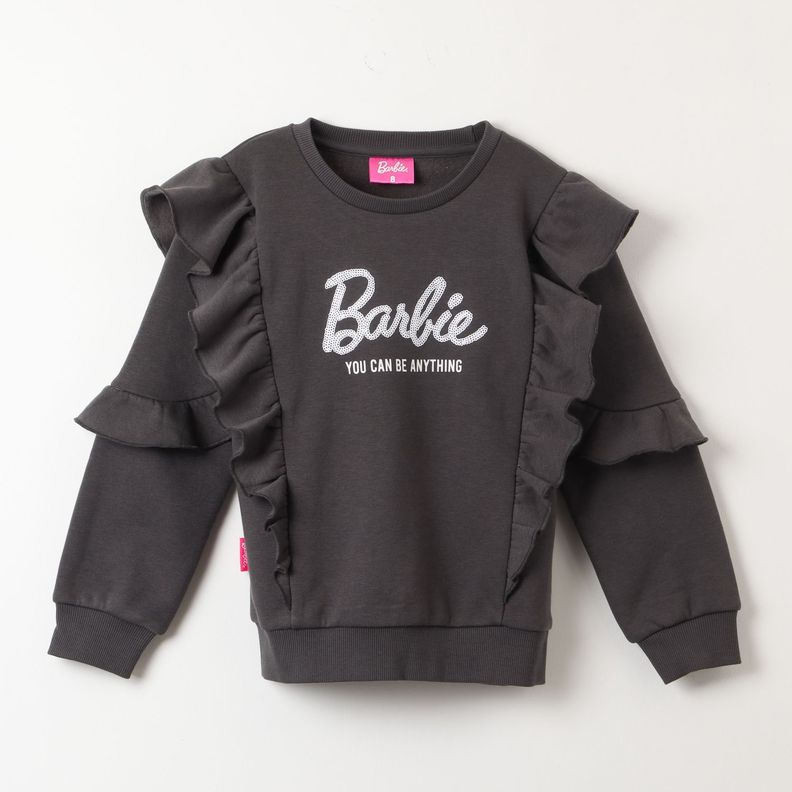 Poleron Cerrado Niña You Can Be Anything Negro Barbie-0