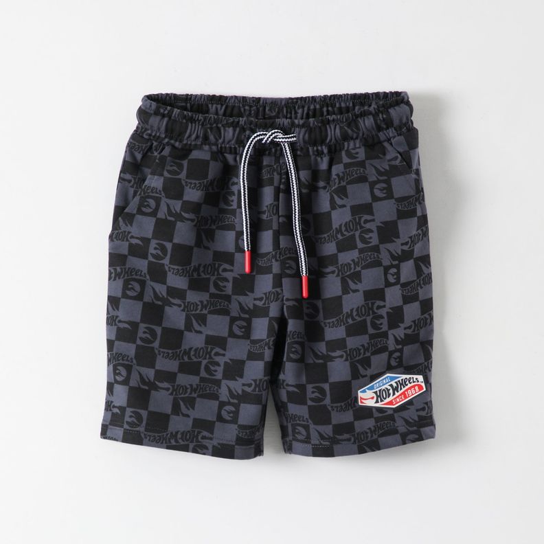 Short Niño Full Print Negro Hot Wheels-0