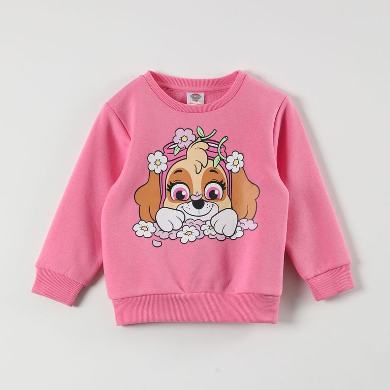 Poleron Niña Flores Rosado Paw Patrol-0