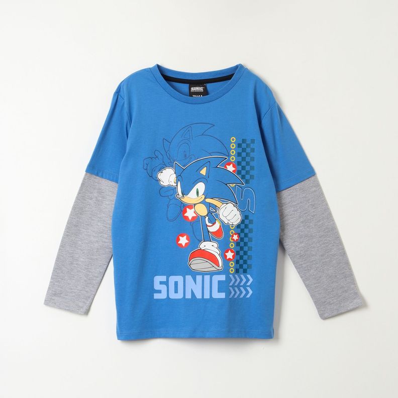 Polera Manga Larga Niño Runner Azul Sonic-0