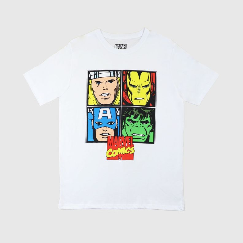 Polera Hombre Avengers Comics Blanco Marvel-0
