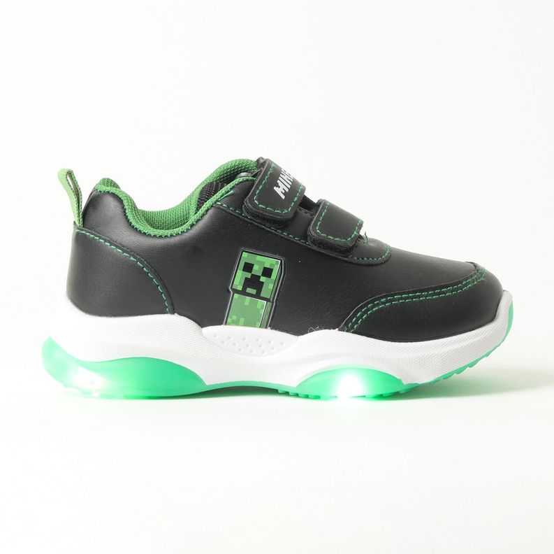 Zapatilla Con Luces Niño Standing Creeper Negro Minecraft-0