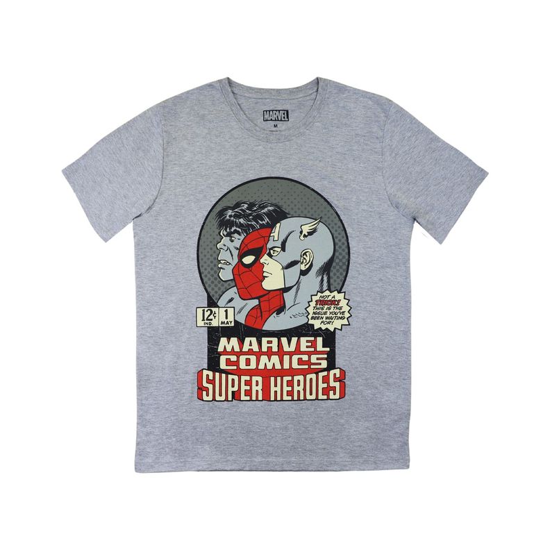 Polera Hombre Avengers Superheroes Gris Marvel-0
