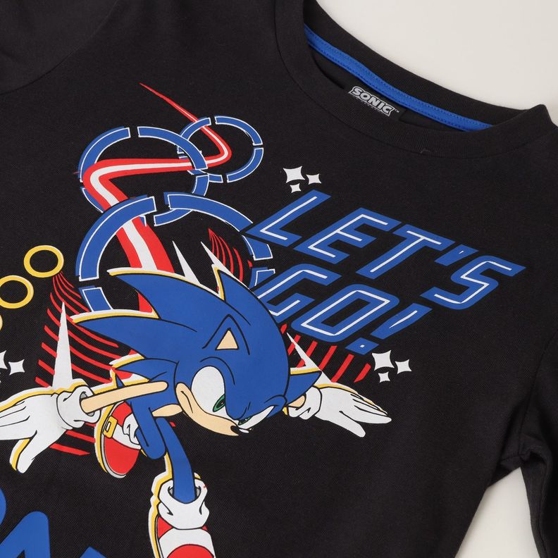 Polera Manga Larga Niño Lets Go! Negro Sonic-1