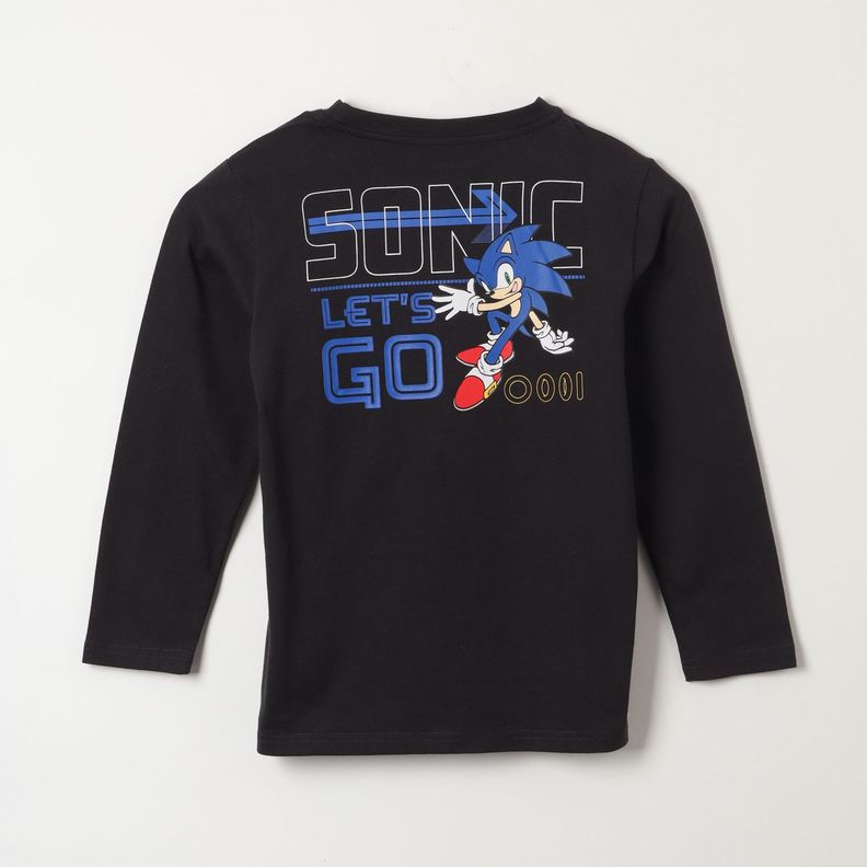 Polera Manga Larga Niño Lets Go! Negro Sonic-2